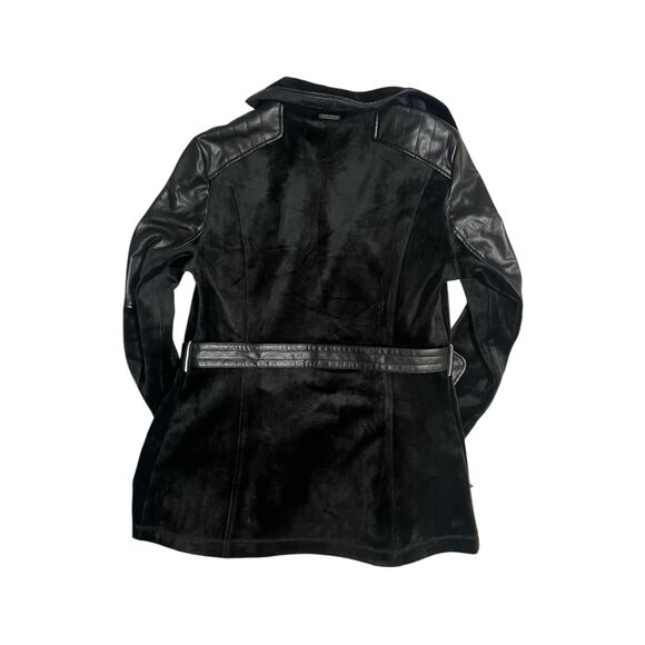 Blanc Noir Belted Drape Velour Jacket Black Soft Coat Size Large Mid Length - Picture 7 of 16